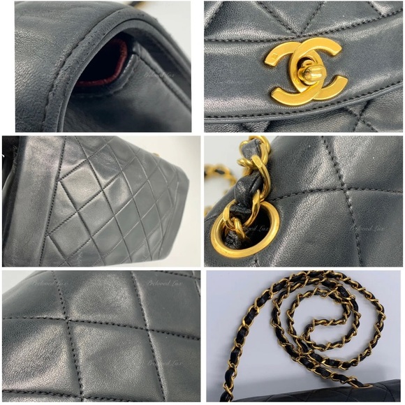 Authentic CHANEL Black Lambskin Small Diana Flap Bag Gold Hardware - Picture 7 of 12